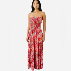 ANTHROPOLOGIE Abel The Label Blue and Lavender Print Maxi Dress